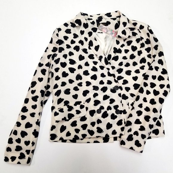 Animal Heart Print Audrey Button Blazer Blouse - Picture 1 of 5